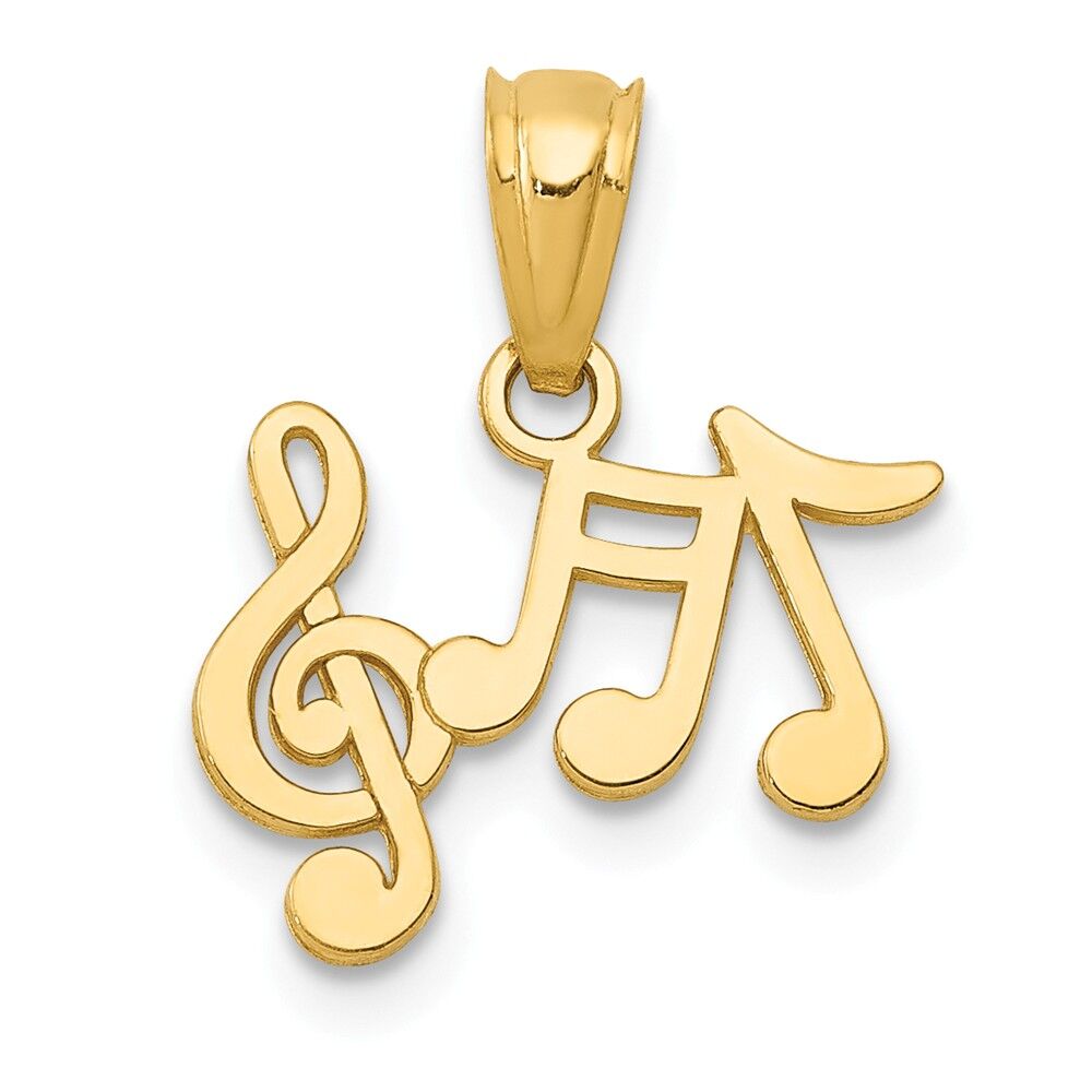 The Black Bow 14k Yellow Gold Small Musical Notes Pendant, 14mm (9/16 inch)