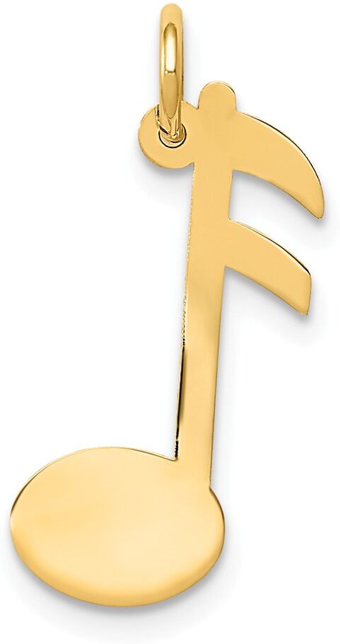 The Black Bow 14k Yellow Gold Polished Flat Musical Note Pendant, 11 x 22mm