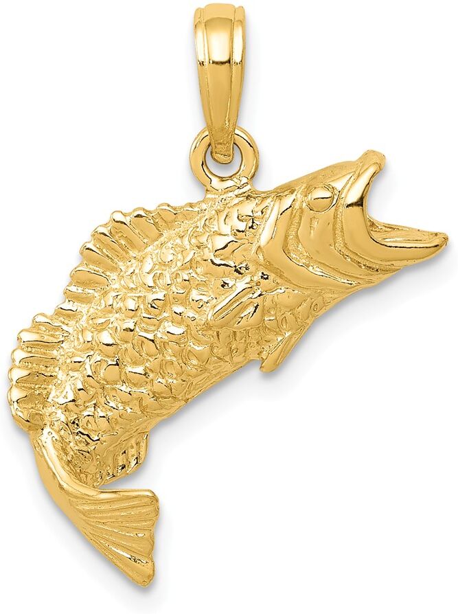 The Black Bow 14k Yellow Gold Bass Fish Pendant, 19mm (3/4 Inch)