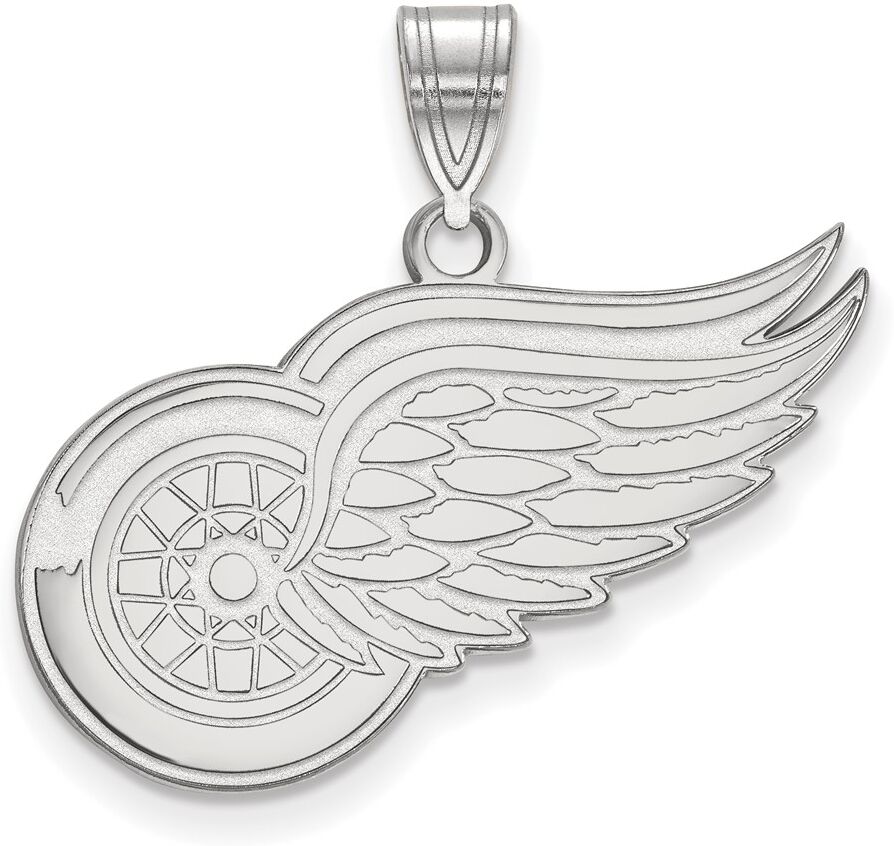 LogoArt 10k White Gold NHL Detroit Red Wings Large Pendant