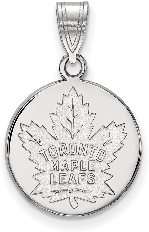 LogoArt 10k White Gold NHL Toronto Maple Leafs Medium Disc Pendant