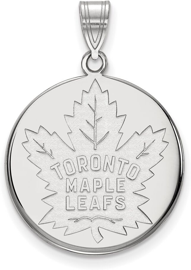 LogoArt 10k White Gold NHL Toronto Maple Leafs Large Disc Pendant