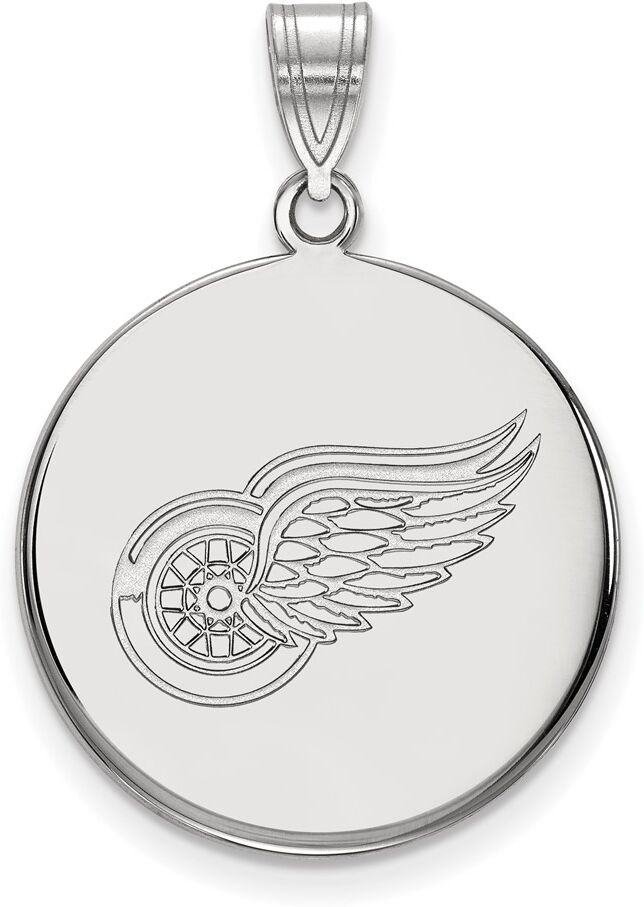 LogoArt 10k White Gold NHL Detroit Red Wings Large Disc Pendant