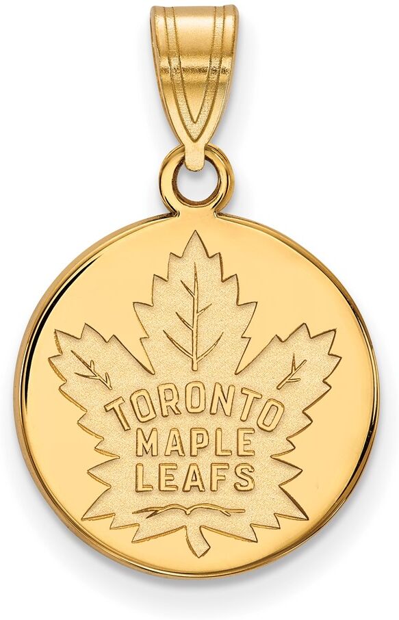 LogoArt 10k Yellow Gold NHL Toronto Maple Leafs Medium Disc Pendant