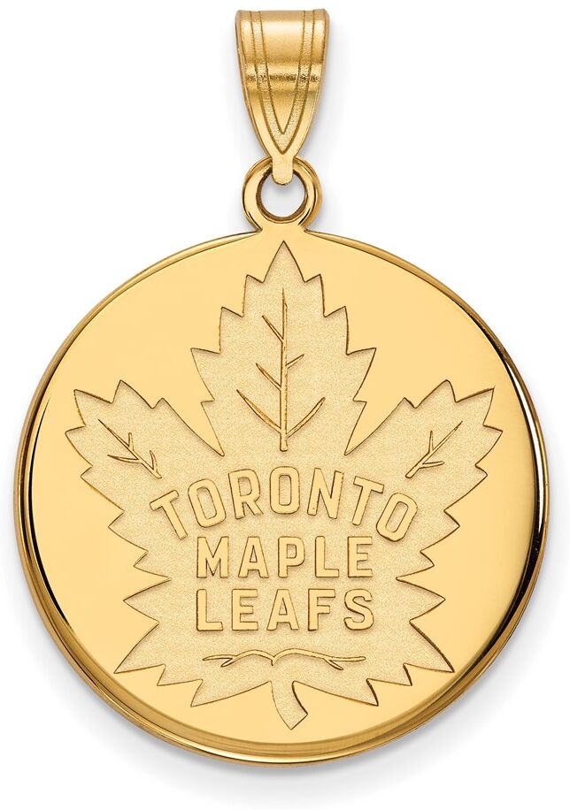 LogoArt 10k Yellow Gold NHL Toronto Maple Leafs Large Disc Pendant