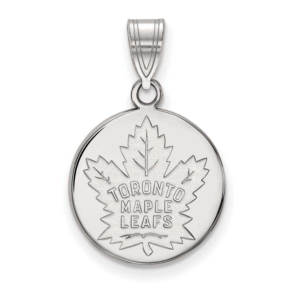 LogoArt 14k White Gold NHL Toronto Maple Leafs Medium Disc Pendant