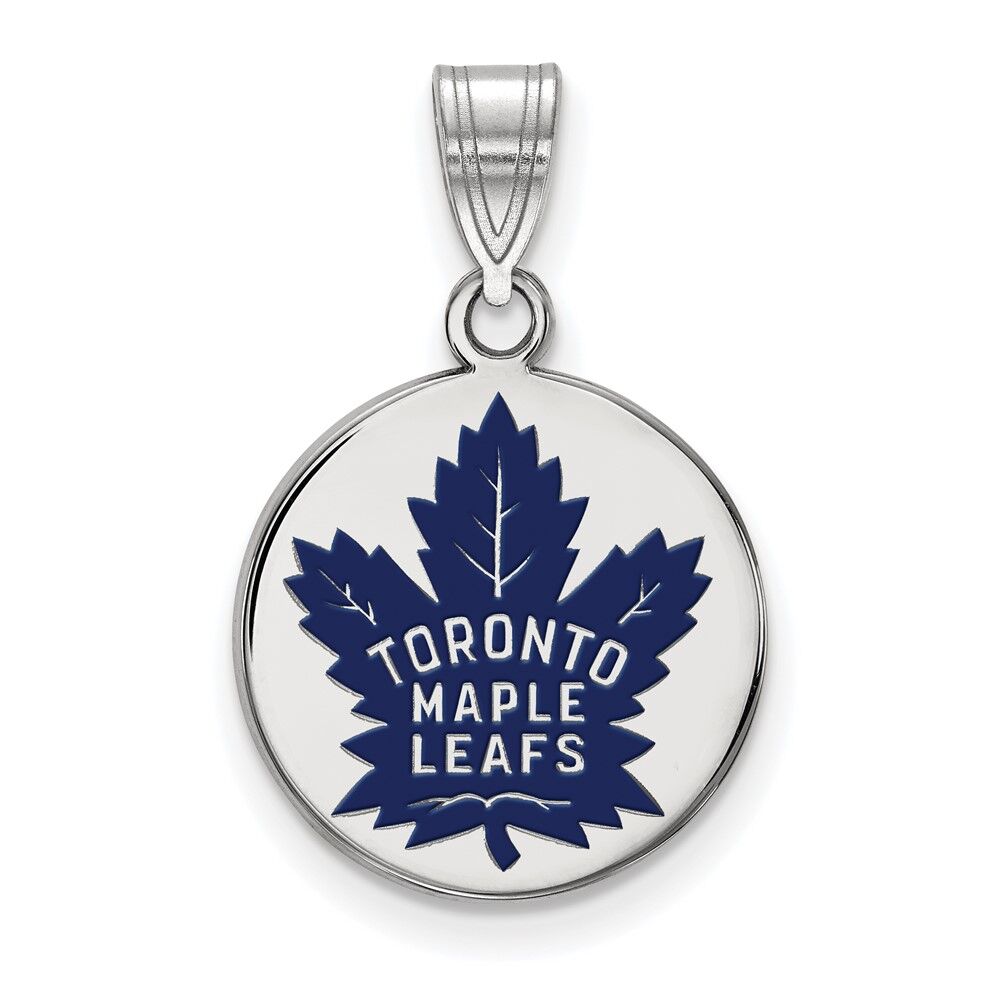LogoArt Sterling Silver NHL Toronto Maple Leafs MD Enamel Disc Pendant