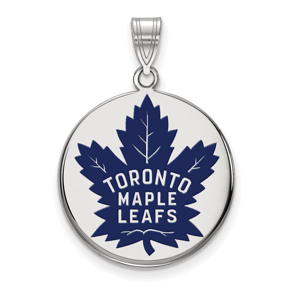 LogoArt Sterling Silver NHL Toronto Maple Leafs Lg Enamel Disc Pendant