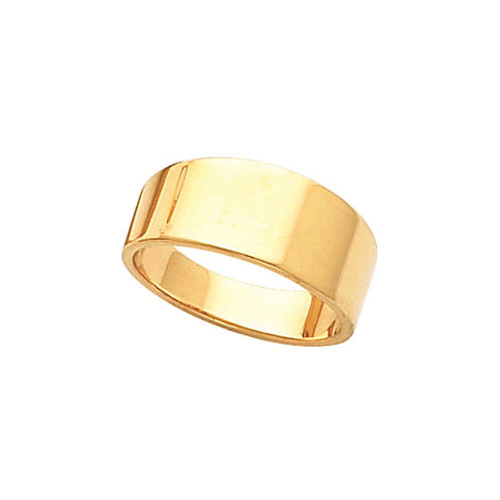 The Black Bow 8mm Flat Tapered Wedding Band in 10k Yellow Gold, Size 7
