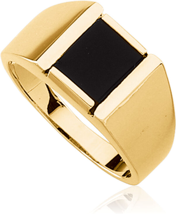 The Black Bow Men's Onyx and 14K Gold Tapered Ring - Size 10.5