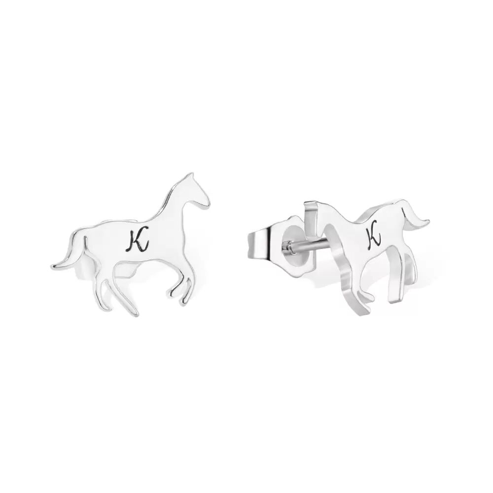 GetNameNecklace Horse Stud Earrings in Sterling Silver, Cute Tiny Animal Earrings, Minimalist Little Galloping Horse Jewelry Gift for Her, Animal Lover