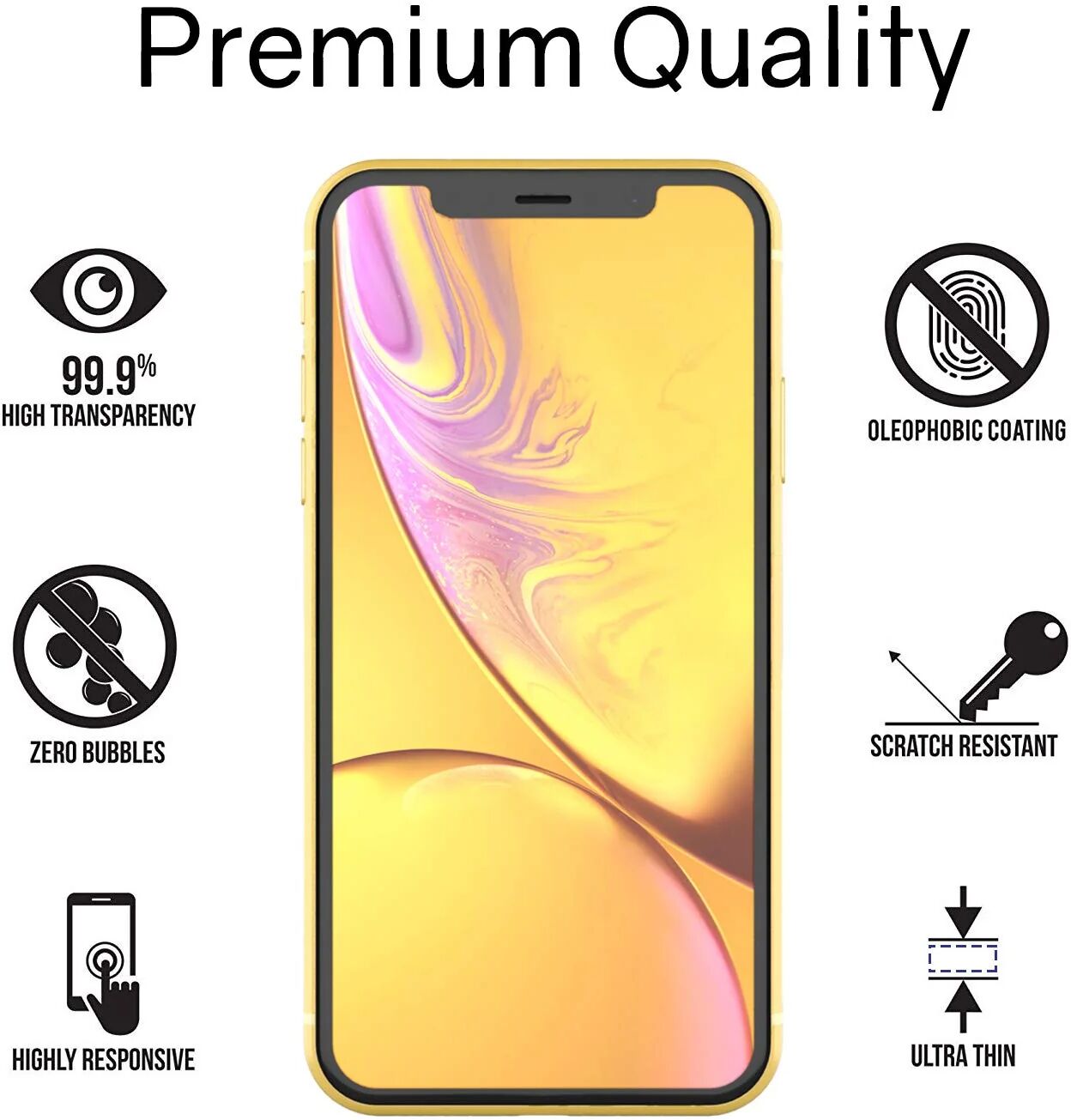 iPhone XR Dome Glass Tempered Glass Screen Protector (Replacement Kit)