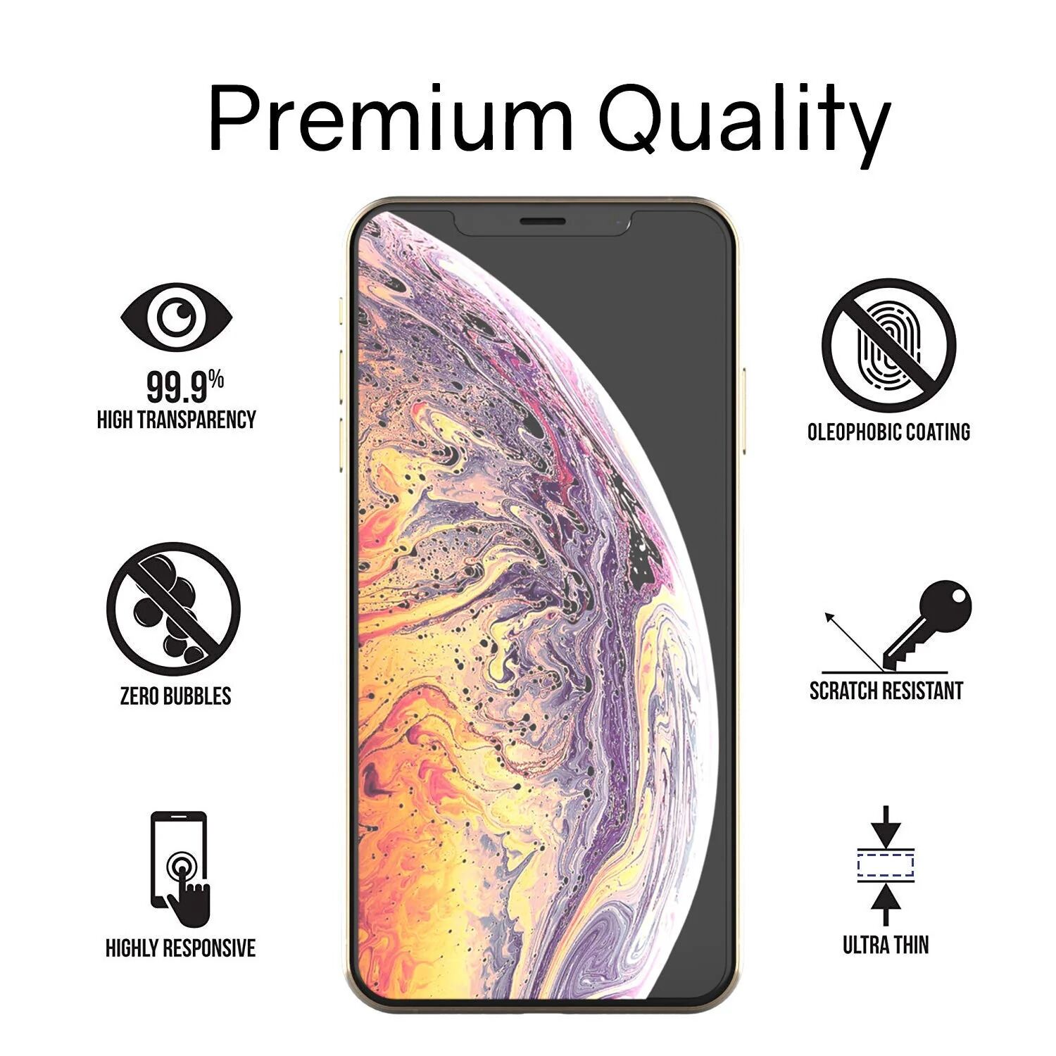 iPhone XS Max Dome Glass Tempered Glass Screen Protector (Replacement Kit)
