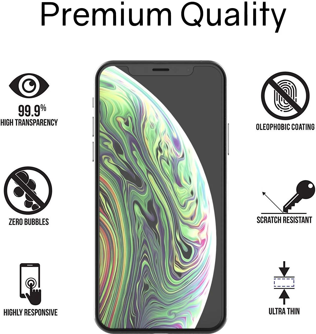 iPhone XS Dome Glass Tempered Glass Screen Protector (Replacement Kit)