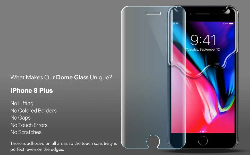 iPhone 7 Plus / 8 Plus Dome Glass Tempered Glass Screen Protector (Replacement Kit)