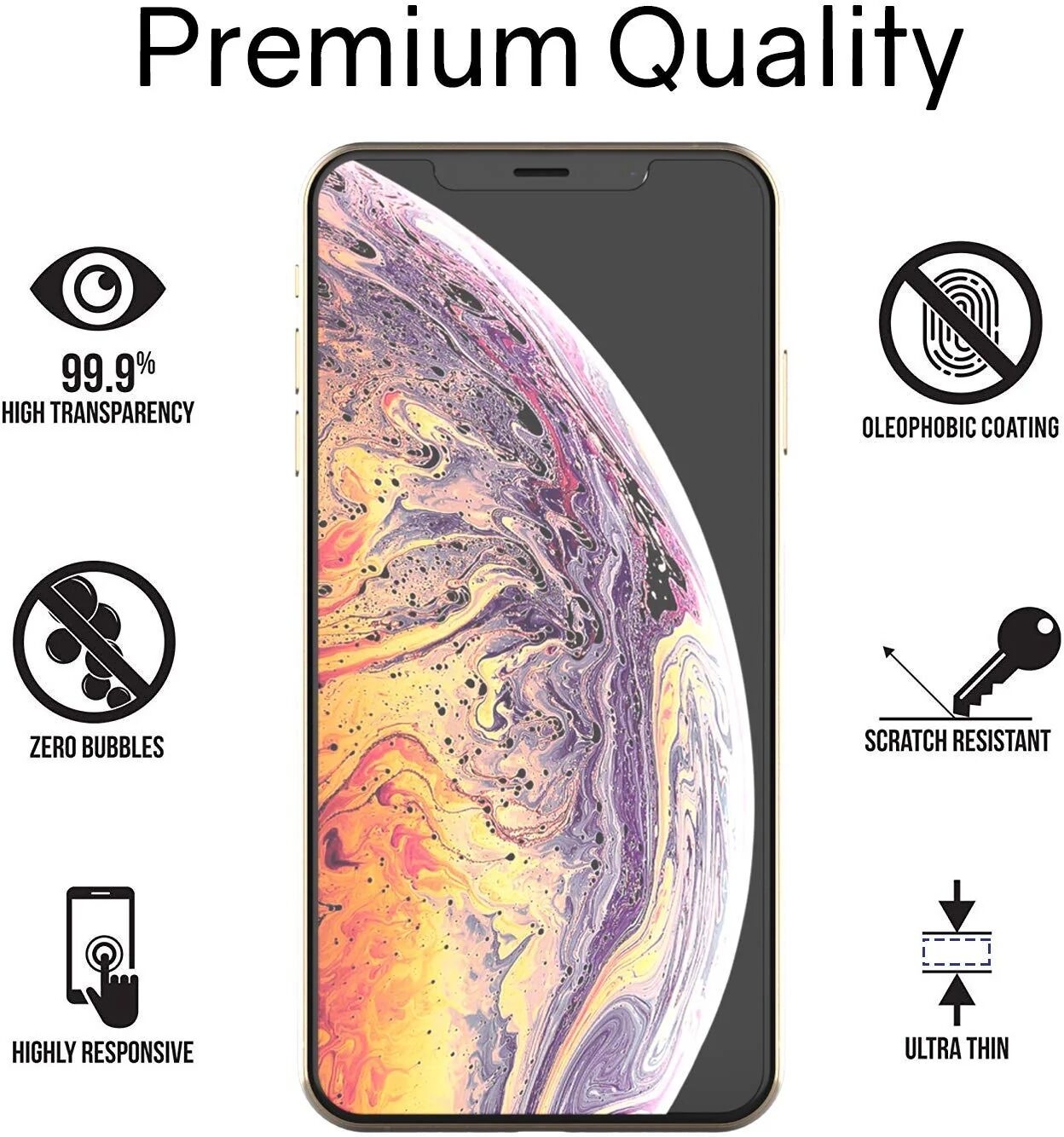 iPhone XS Max Dome Glass Tempered Glass Screen Protector (Replacement Kit)