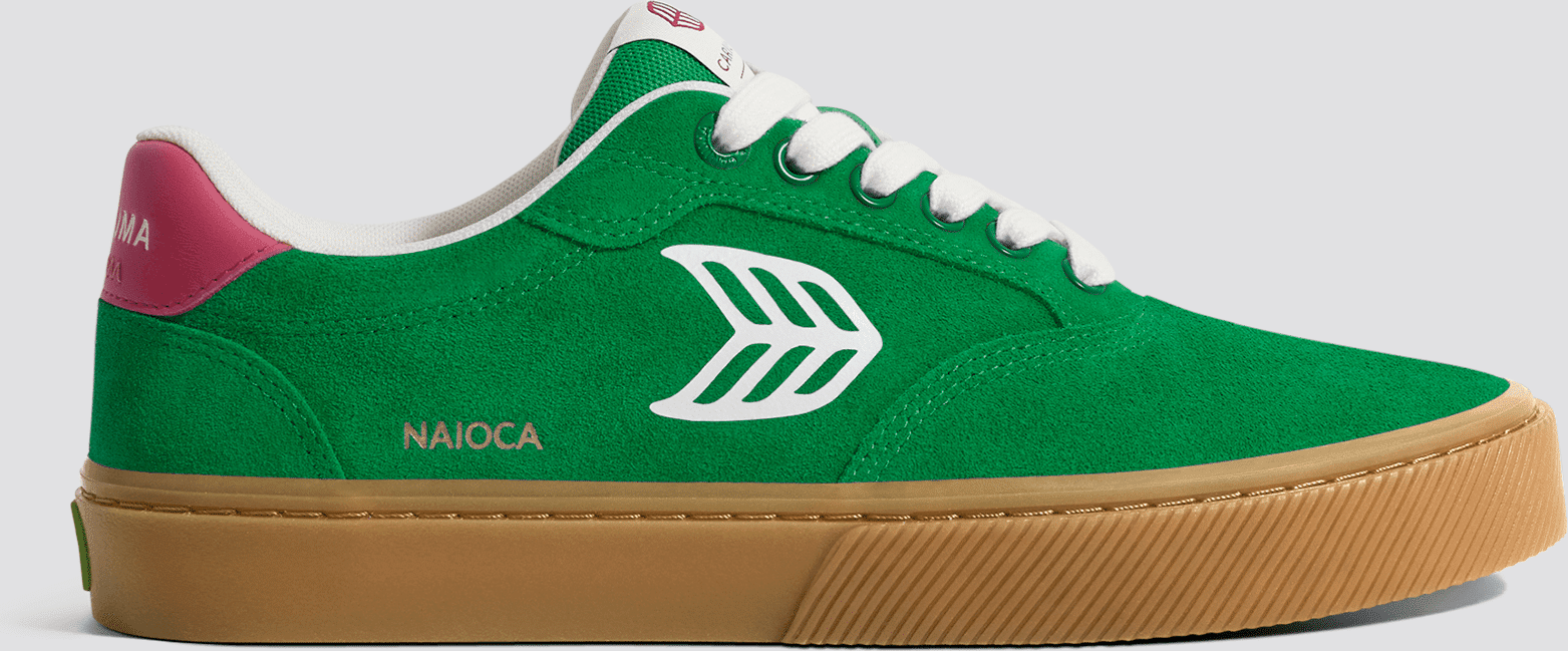 Cariuma NAIOCA Gum Fern Green Suede Ivory Logo Pink Sneaker Women Gum Fern Green/Ivory size:9