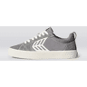 Cariuma CATIBA PRO Low Charcoal Grey Suede and Canvas Contrast Thread Ivory Logo Sneaker Women Left Grey Contrast/Ivory size:6.5