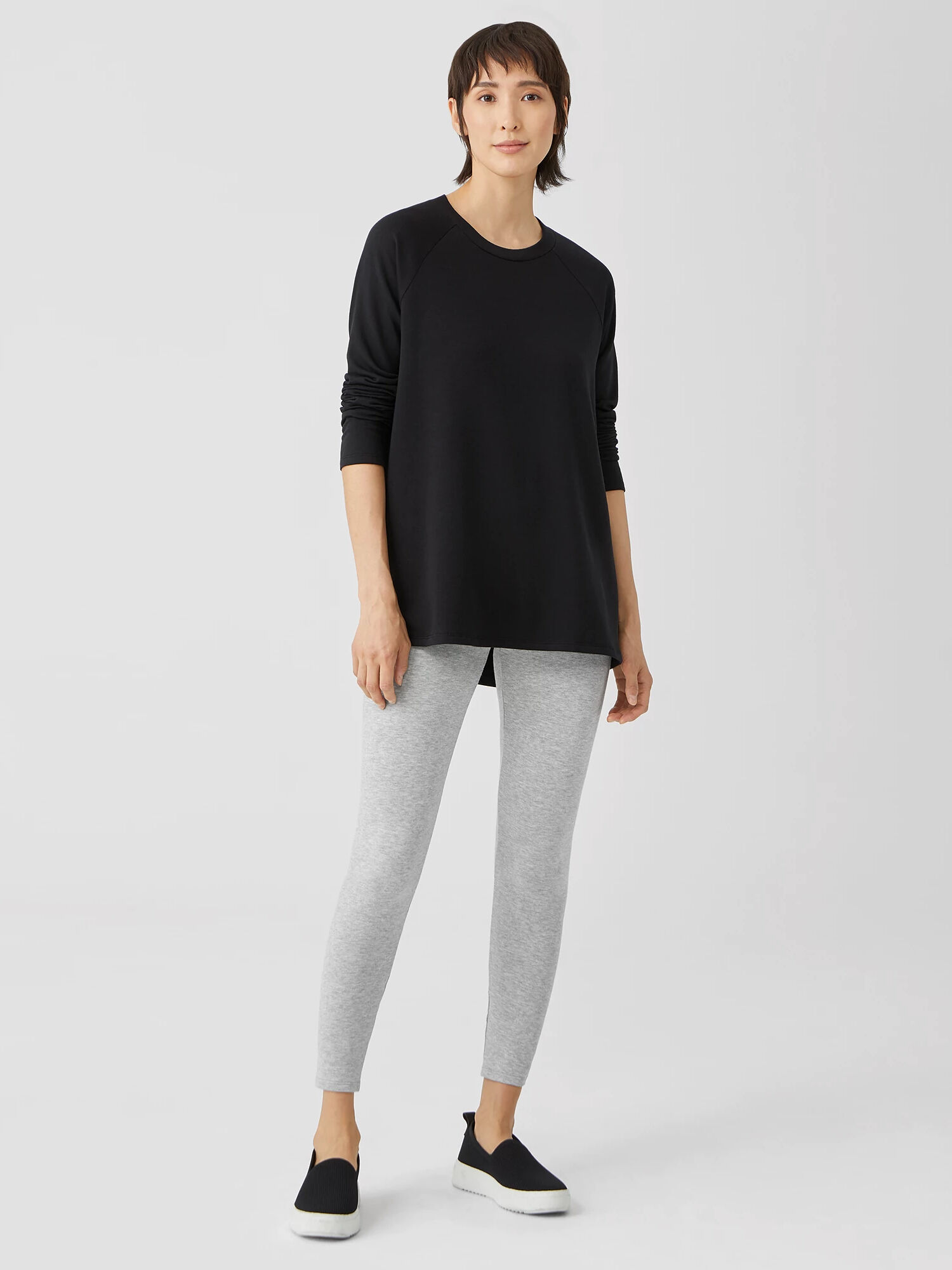 EILEEN FISHER Cozy Brushed Terry Hug Leggings  Dark Pearl  female  size:Small