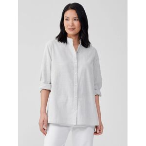 EILEEN FISHER Organic Cotton Ripple Mandarin Collar Shirt  White  female  size:Extra Extra Small