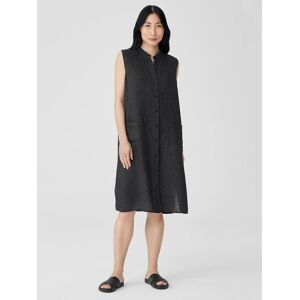 EILEEN FISHER Puckered Organic Linen Sleeveless Dress  Black  female  size:3X
