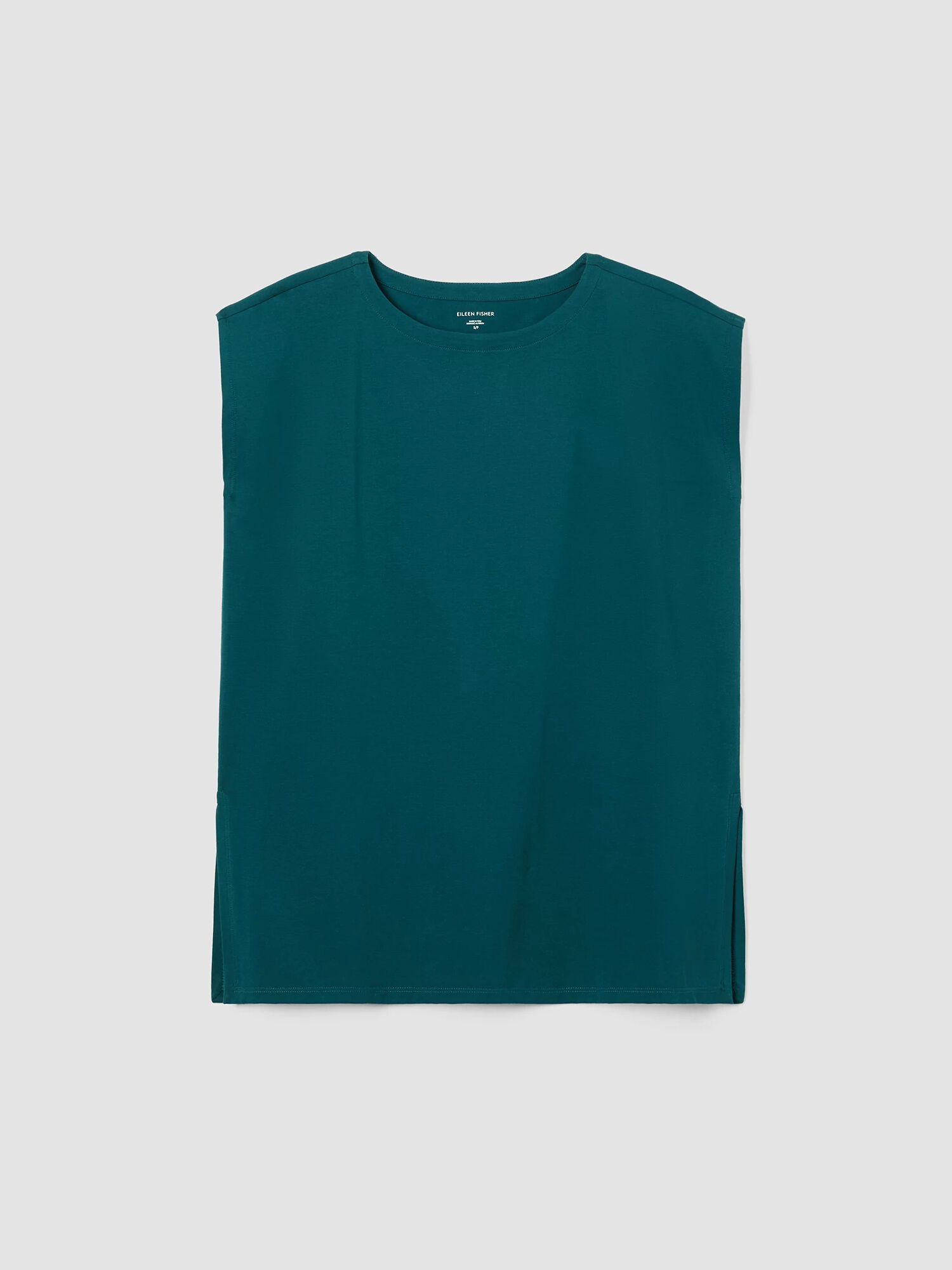 EILEEN FISHER Pima Cotton Stretch Jersey Bateau Neck Long Top  Aegean  female  size:Extra Large