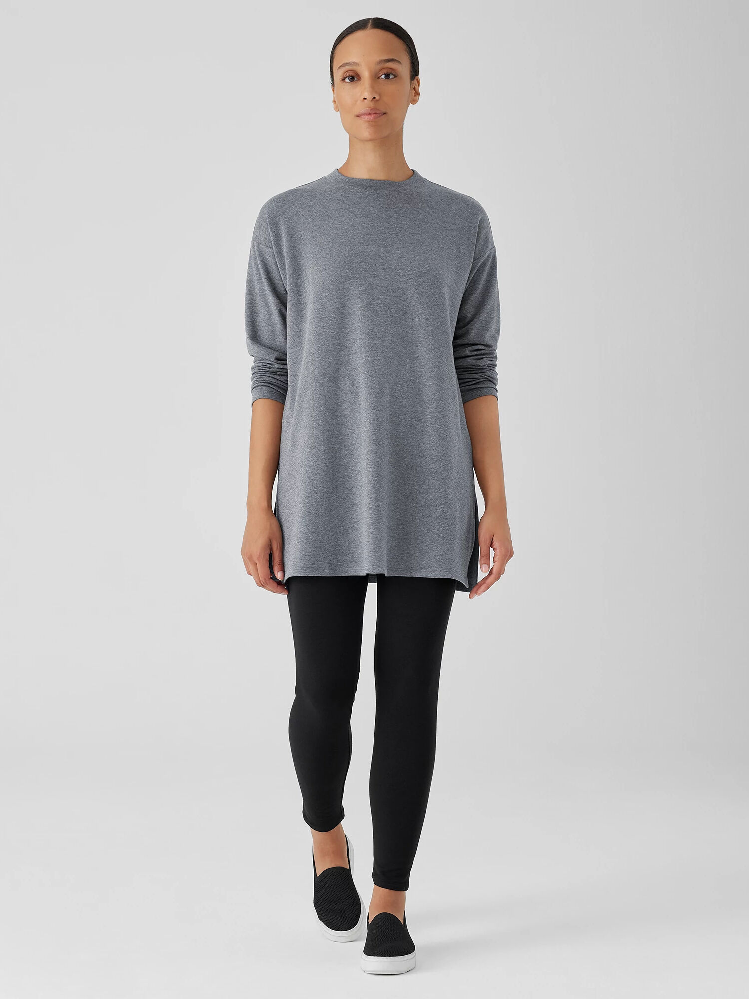 EILEEN FISHER Cozy Brushed Terry Hug High-Waisted Leggings  Black  female  size:Extra Large