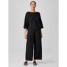 EILEEN FISHER Organic Linen Wide Trouser Pant  Black  female  size:Petite Small