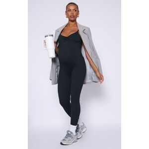 PrettyLittleThing Maternity Black Contour Sculpt Cami Strap Jumpsuit - Black - Size: 4