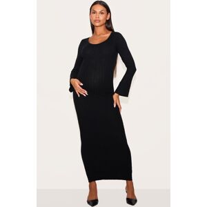 PrettyLittleThing Maternity Black Knitted Scoop Neck Midaxi Dress - Black - Size: 2
