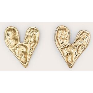 PrettyLittleThing Gold Hammered Love Heart Statement Earrings - Gold - Size: One Size
