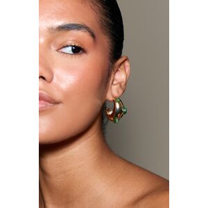 PrettyLittleThing Green Resin Dome Stud Hoop Earrings - Green - Size: One Size