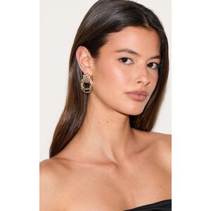 PrettyLittleThing Gold Diamante Knot Door Knocker Earrings - Gold - Size: One Size