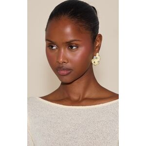 PrettyLittleThing Butter Yellow Silver Studded Hoop Earrings - Butter Yellow - Size: One Size