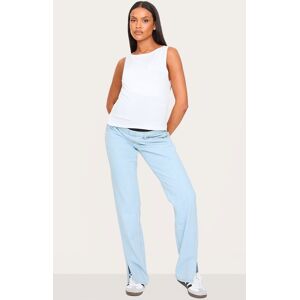 PrettyLittleThing Maternity Light Blue Wash Split Hem Jeans - Light Blue Wash - Size: 2