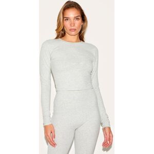 PrettyLittleThing Ash Grey Ultimate Sculpt Long Sleeve Crop Gym Top - Ash Grey - Size: XL