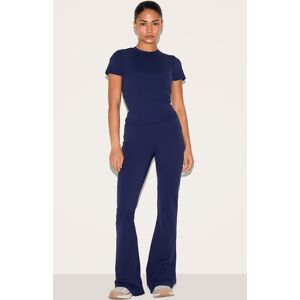 PrettyLittleThing Petite Navy Sculpt High Waist Flared Yoga Pants - Navy - Size: XS