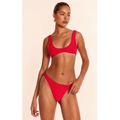 PrettyLittleThing Red Ribbed Tanga Bikini Bottoms - Red - Size: 0 PrettyLittleThing Red Ribbed Tanga Bikini Bottoms - Red - Size: 0