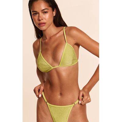 PrettyLittleThing Sage Green Textured Lurex Triangle Bikini Top - Sage Green - Size: 0 PrettyLittleThing Sage Green Textured Lurex Triangle Bikini Top - Sage Green - Size: 0