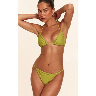 PrettyLittleThing Olive Plait Binding Triangle Bikini Top - Olive - Size: 2 PrettyLittleThing Olive Plait Binding Triangle Bikini Top - Olive - Size: 2
