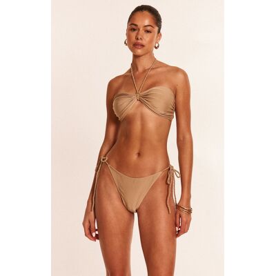 PrettyLittleThing Stone Twist Strap Tie Side Bikini Bottoms - Stone - Size: 12 PrettyLittleThing Stone Twist Strap Tie Side Bikini Bottoms - Stone - Size: 12