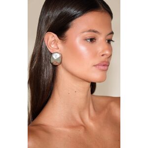 PrettyLittleThing Silver Brushed Hammered Stud Earrings - Silver - Size: One Size