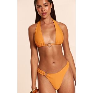 PrettyLittleThing Orange Gold Ring Triangle Bikini Top - Orange - Size: 6