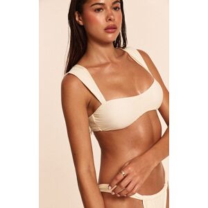 PrettyLittleThing Cream Thick Strap Padded Bikini Top - Cream - Size: 8