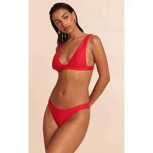 PrettyLittleThing Red Plunge Triangle Seam Detail Bikini Top - Red - Size: 4