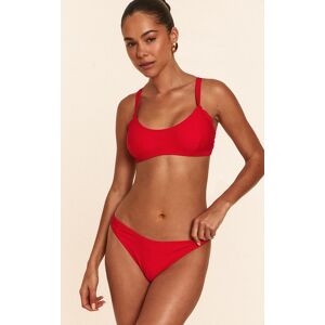 PrettyLittleThing Red Scoop Bikini Top - Red - Size: 4