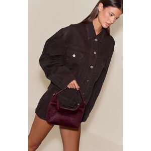 PrettyLittleThing Plum Pony Hair Angled Shoulder Bag - Plum - Size: One Size