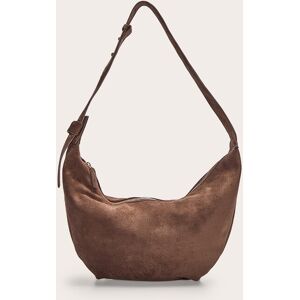 PrettyLittleThing Chocolate Faux Suede Slouchy Crescent Cross Body Bag - Chocolate - Size: One Size