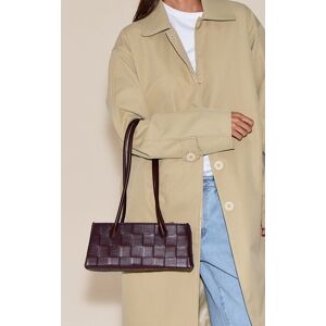 PrettyLittleThing Chocolate Weave Elongated Handle Shoulder Bag - Chocolate - Size: One Size