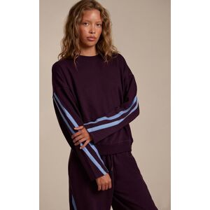 PrettyLittleThing Plum Contrast Striped Oversized Sweatshirt, Purple - Purple - Size: XL